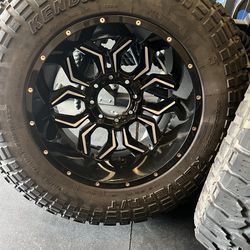 37x12.50R20 Kenda Klever R/T Tires on Black 20” Wheels – Good Tread, Ready to Mount