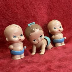 1970s Romy Kids Wind-Up Baby Figurines – Set of 3