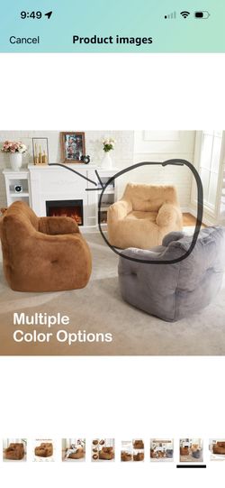 Furry bean bag chairs with arms