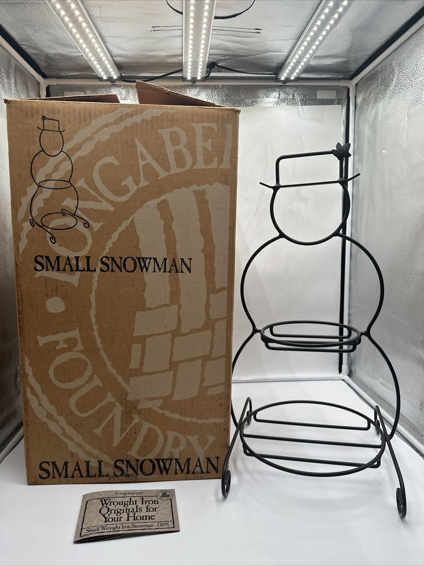 Longaberger Foundry Collection Wrought Iron 23" tall Snowman Basket Stand NIB