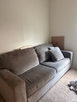 Gray Fabric 2-Seat Sofa bed with Cushions