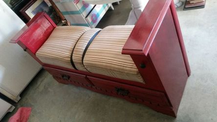 Red Cushioned Bench Seat