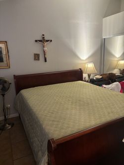 Cherry Wood Sleigh Bed Frame