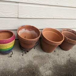 Medium Size Terracotta Pots With 2 Plant Stands 