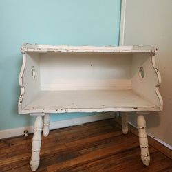 Small Vintage Shabby Chic Style Wood Shelf Table