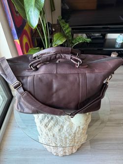 Piel Leather Burgundy Brown Genuine Leather Duffel Weekender Travel Bag