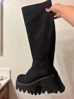Lamoda Black Knee-High Platform Boots