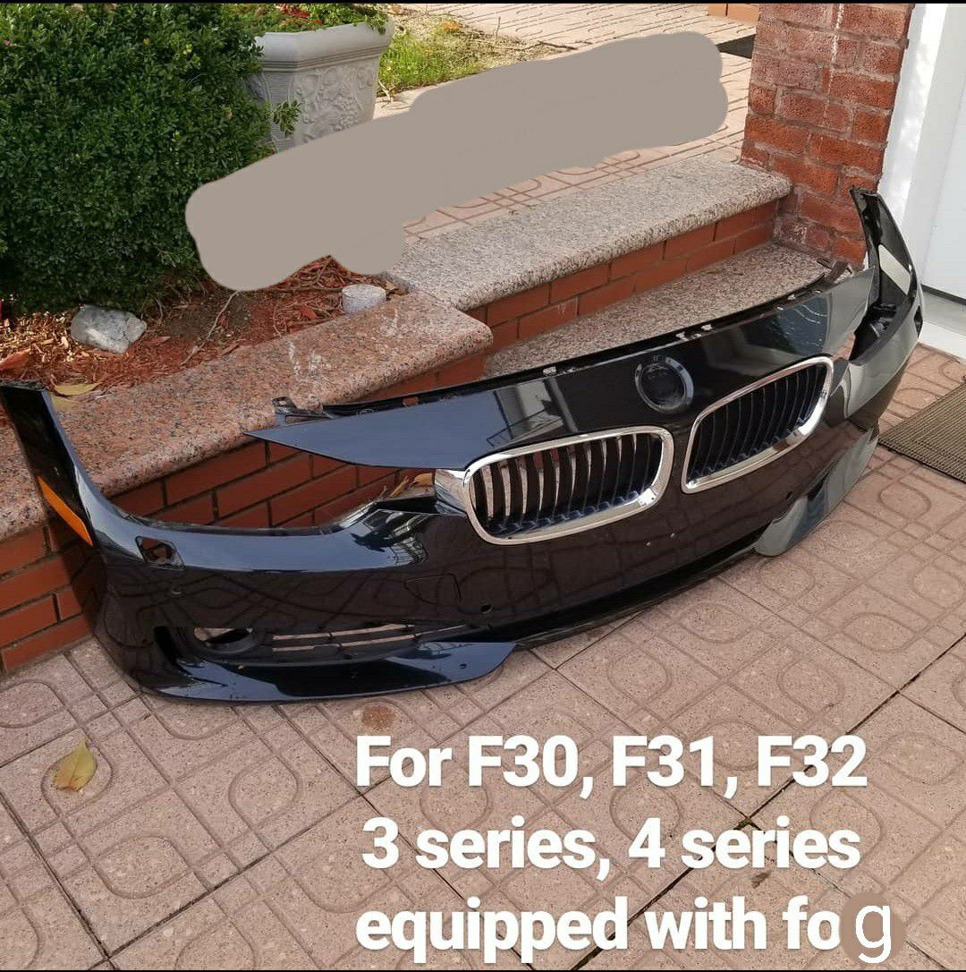 Bmw f30 2012-2015 Front bumper with PDC parking sensor holes and fog light housing. MISSING HEADLIGHT WASHER COVERS