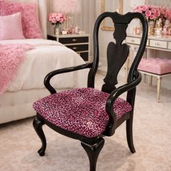 Pink Cheetah Wooden Armchair