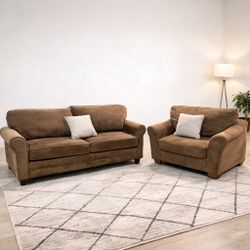 Very Comfy Brown Sofa and Armchair Set (delivery is available, see details)