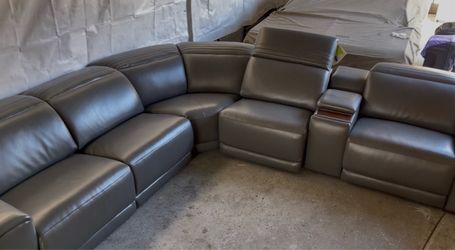 Gray Leather Power Reclining Sectional Sofa (Retails for $3,300 at Costco)
