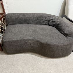 55'' Modern Curved Sofa ，Arc 2-Seater Foam Couch Compressed in-a-Box, Boneless Cloud Couch with Extra-Deep-Wide Seats in Comfortable Chenille