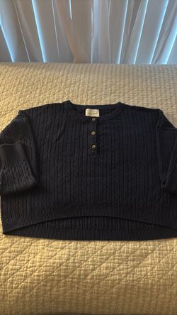 Pina Rose Navy Cable Knit Henley Sweater