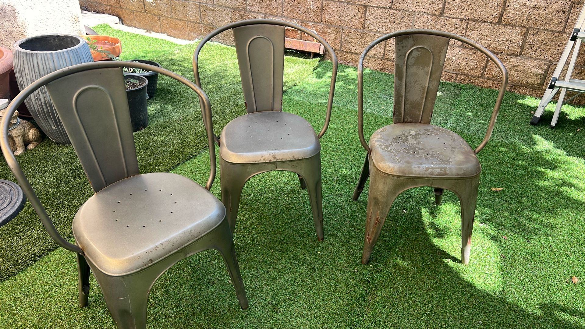3 Metal Chairs