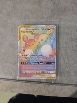 Raichu and Alolan  Raichu GX Secret rainbow  Rare 241/236 unified minds