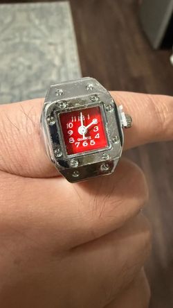 Silver Quartz Finger Ring Watch
