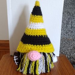 Pittsburgh Steelers Theme Crochet Gnome Holding Football 