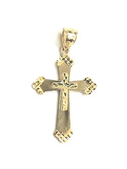 Beautiful design cross religious pendant 14K REAL YELLOW GOLD.
