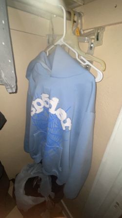 SP5DER Spider Web Sky Blue Hoodie