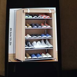 NEW 5 Tier Shoe Storage Rack With Drop Down Dust Cover.