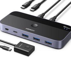 10Gbps USB C Switch 2 Computers Share 4 USB 3.2 Ports, USB Switcher Selector for PC Laptop Keyboard Mouse