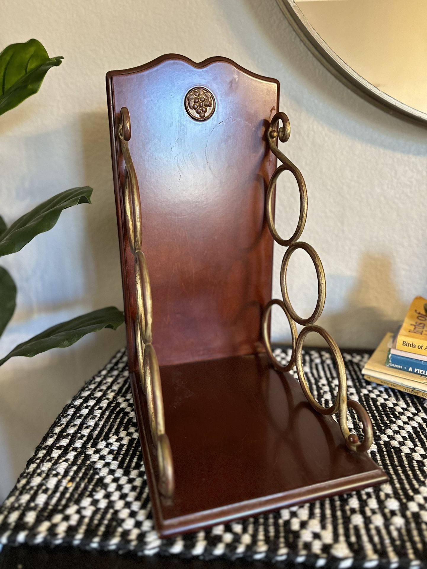 Vintage Bombay Company Wine Rack – Wood & Brass – $30