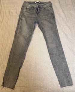 Zara Gray Skinny Jeans with Raw Hem