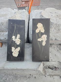 Two piece painting flowers rectangle wall paintings