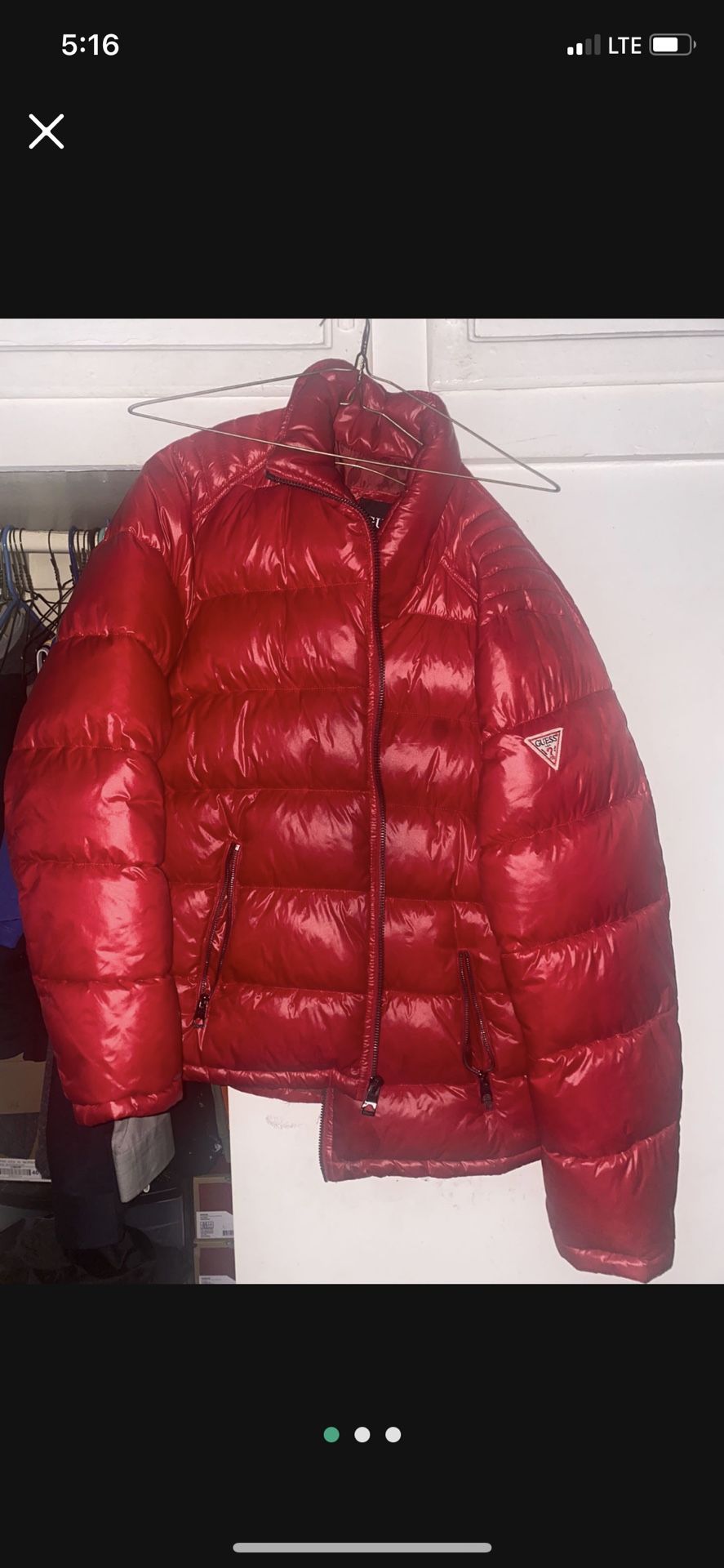 RED GUESS PUFFER JACKET ON SALE