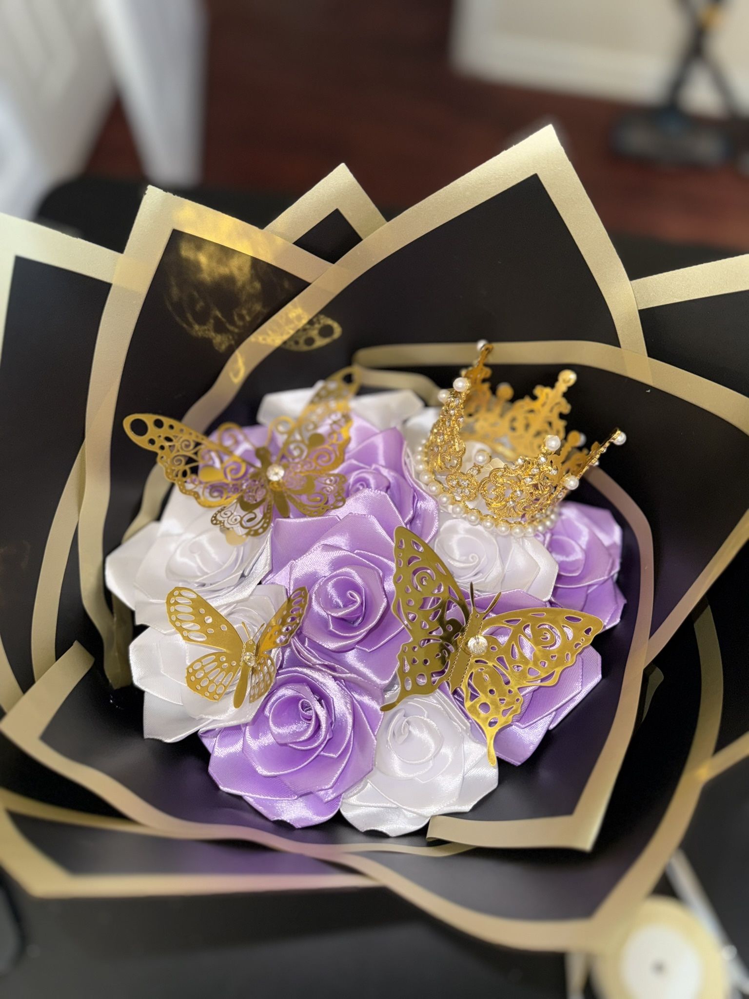 Purple and white eternal bouquet