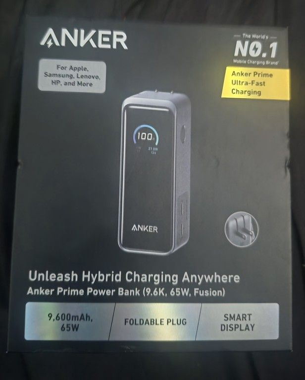 Anker Prime 9600mAh 65W Fusion Portable Power Bank USB-C Fast Charger