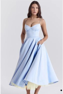 Light Blue Formal Dress w/ Tulle Skirt Under- Small