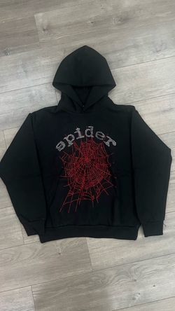 SMALL-LARGE brand new black - red rhinestones sp5der hoodie