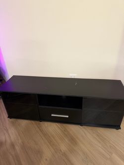Black TV Stand with Drawer and Shelves