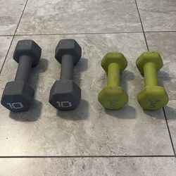 2 10lb weights 2 5lb weights