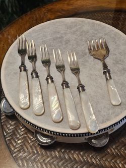 Antique Harrison Bros & Howson Sheffield Mother of Pearl 10-Pc Dessert Set