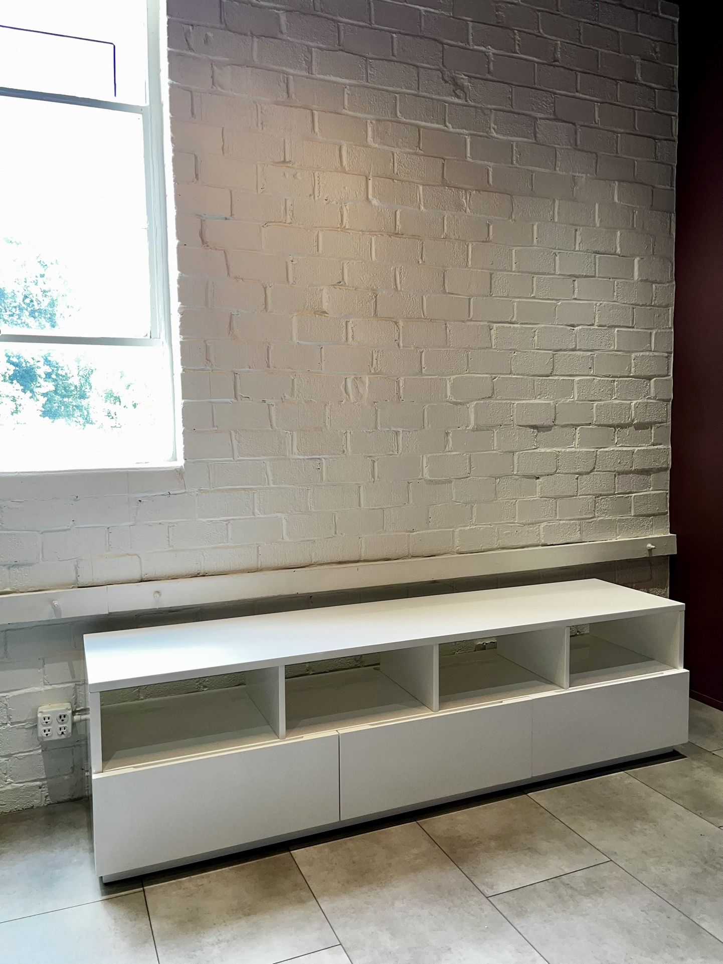 CB2 Chill 80" White High-Gloss Media Storage Console/bookcase