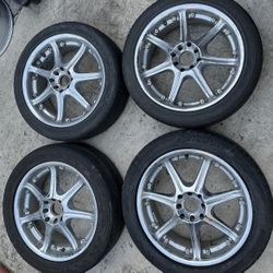 4 - 215/50r17 4x100 4x3.94 4x114.3 4x4.5 Civic Xa Xb Ia Echo Miata Fit Wheels Rims Good Tires!