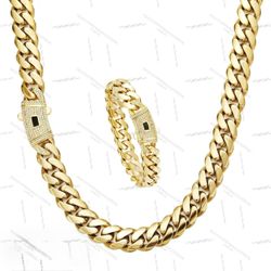 14k gold-plated necklace and bracelet set