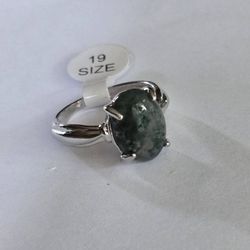 WYOMING GREEN JADE POLISHED CABECHON  RARE FIND NEW SIZE 9 STAINLESS SILVER RING