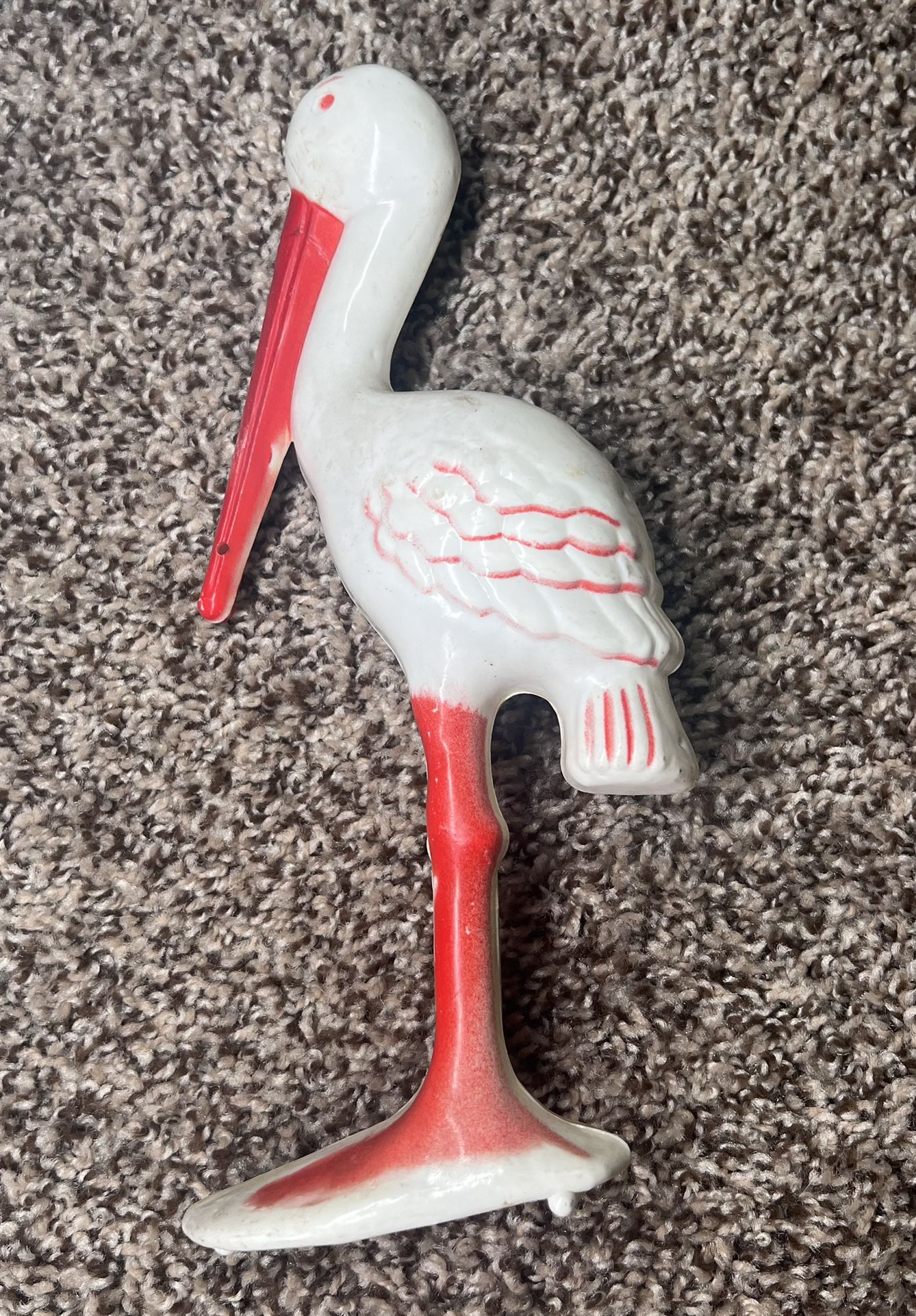 Vtg 1950s Celluloid Plastic Stork Crane Baby Shower Cake Topper 10" Tall