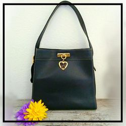 Moschino Classic Black Leather Shoulder Bag