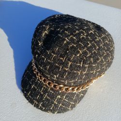 Gold and Black Tweed Conductor Hat Cap