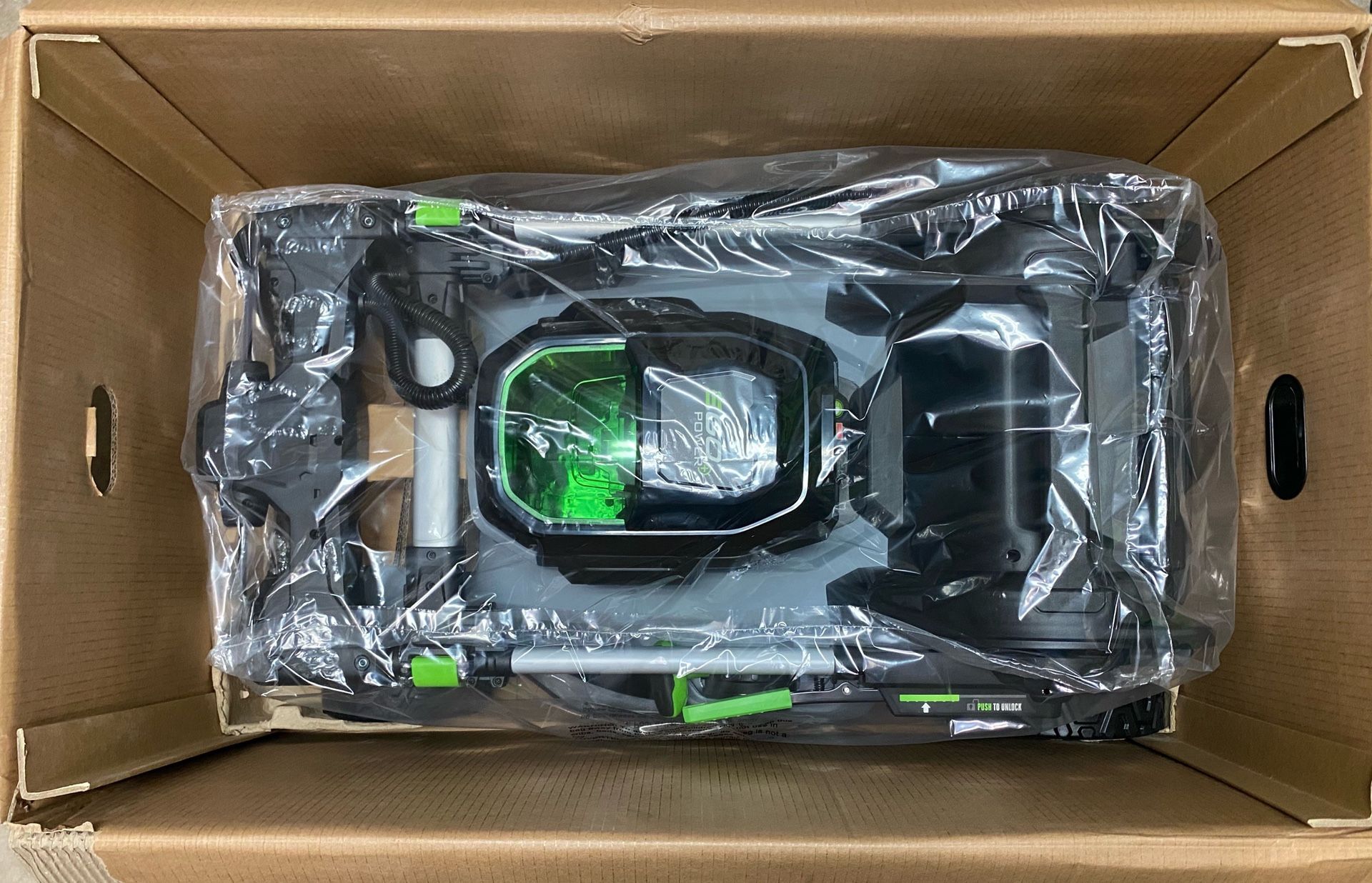 NEW ego lawn mower with 5 year EGO WARRANTY, grass collection bag