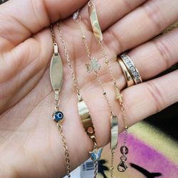 10k And 14k Name Plate Baby Bracelets 