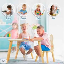 Oook Toddler Table Chairs Set with 2 Animal Chairs