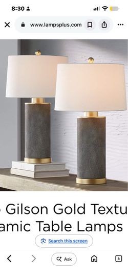 Gilson Gold Textured Ceramic Table Lamps Set of 2
