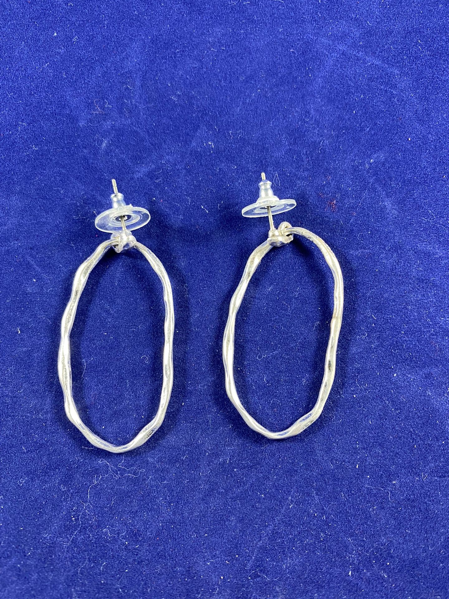Silver Hoop Earrings with Hammered Finish