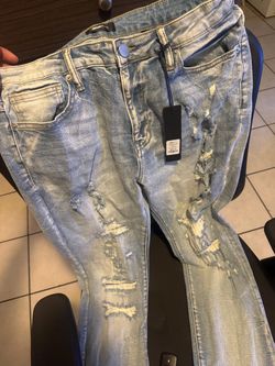 Fashion Nova Men's Distressed Light Wash Jeans