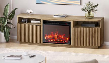 Tv console with storage & fireplace